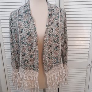 Entro lace tassel paisley cardigan sz small